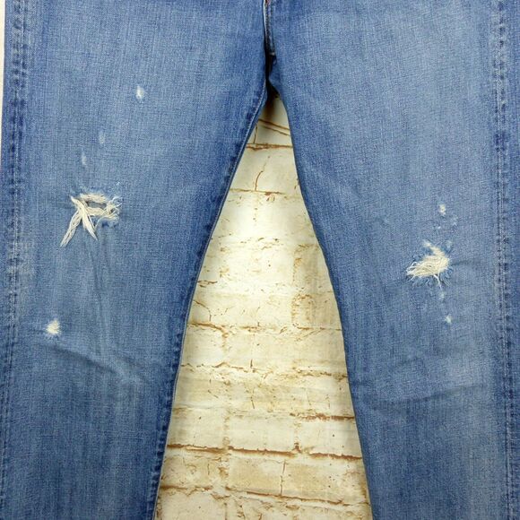 Vince Selvedge Jeans Womens 28 Blue Union Slouch Distressed Ankle Button Fly - Picture 8 of 16